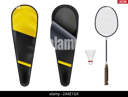 Set of badminton equipment Stock Vector