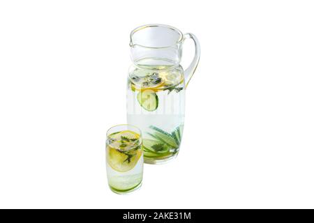 Composition of ginger, lime, lemon, mint isolated on white background Stock Photo