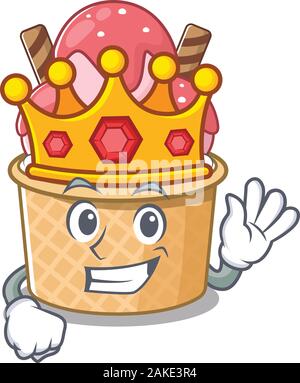 A stunning of ice cream sundae stylized of King on cartoon mascot style Stock Vector