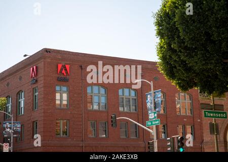Adobe office location in downtown San Francisco on Townsend Street Stock Photo