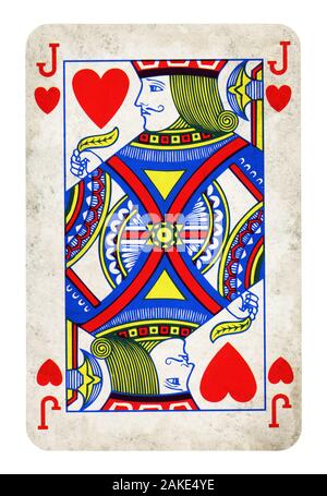 Jack of Hearts Vintage playing card - isolated on white (clipping path included) Stock Photo