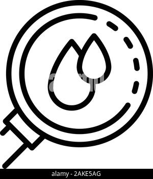 Blood under magnifier icon, outline style Stock Vector