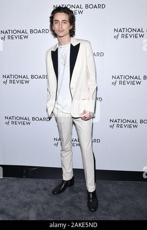 New York, USA. 08th Jan, 2020. Timothée Chalamet attends the National Board of Review Annual Awards Gala at Cipriani 42nd Street in New York, NY, January 8, 2020. (Photo by Anthony Behar/Sipa USA) Credit: Sipa USA/Alamy Live News Stock Photo