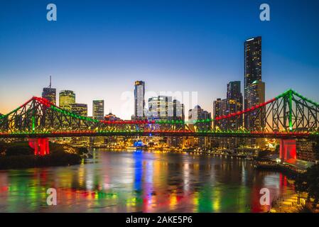 brisbane with story bridge in australia at night Stock Photo
