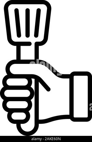 Cooking tool in hand icon, outline style Stock Vector