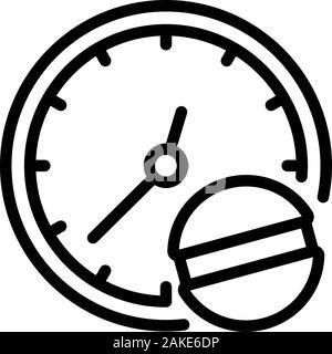Insulin time use icon, outline style Stock Vector