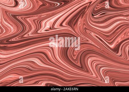 Liquid Abstract Pattern With Living Coral Graphics Color Art Form. Digital Background With Liquid Flow Stock Photo