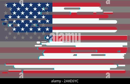 USA flag in grunge style. Vector illustration on a grey isolated background. Stock Vector