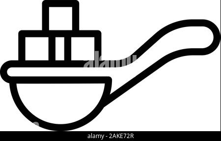 Sugar cubes spoon icon, outline style Stock Vector