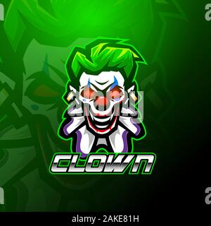 Clown esport mascot logo design Stock Vector