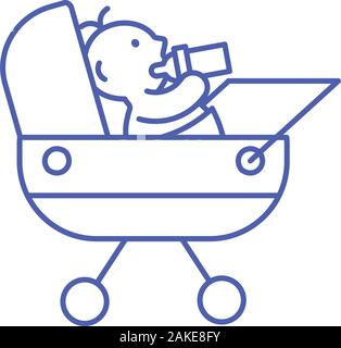 Cute baby boy inside stroller design, Child newborn childhood kid innocence and little theme Vector illustration Stock Vector