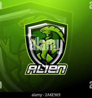 Alien esport mascot logo design Stock Vector