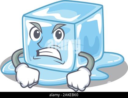 Ice cube cartoon character design having angry face Stock Vector
