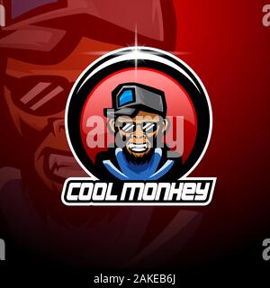 Cool monkey esport mascot logo Stock Vector