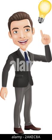 Happy businessman thinking and having idea Stock Vector