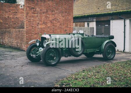 1928 vintage Bentley racing car participating in a classic ...