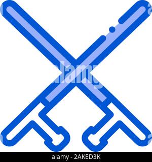 Crossed Police Batons Icon Outline Illustration Stock Vector