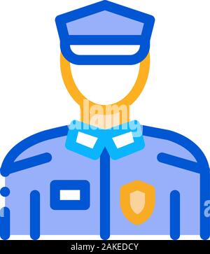 Policeman In Police Suit Icon Outline Illustration Stock Vector