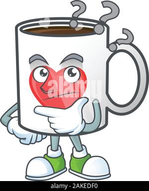 Cup coffee love cartoon mascot style with confuse gesture Stock Vector