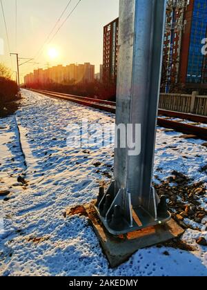 Beijing, Beijing, China. 9th Jan, 2020. Beijing, CHINA-At Lishui bridge in Changping district, Beijing, there is a Beijing-Bao railway line, with new trains running online. Credit: SIPA Asia/ZUMA Wire/Alamy Live News Stock Photo