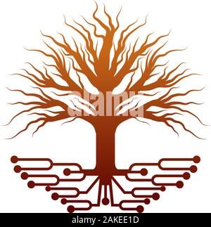 Logo Processor Tree Circuit board icon. Internet button on white background Stock Photo - Alamy