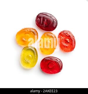Sweet colorful candies isolated on white background. Stock Photo