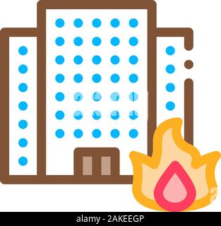 Burning Building House Icon Outline Illustration Stock Vector