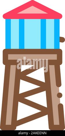 Fire Tower With Water Icon Outline Illustration Stock Vector