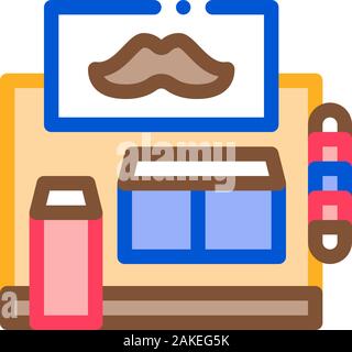 Barber Shop Building Icon Outline Illustration Stock Vector