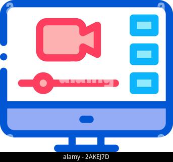 Video Player On Screen Icon Outline Illustration Stock Vector