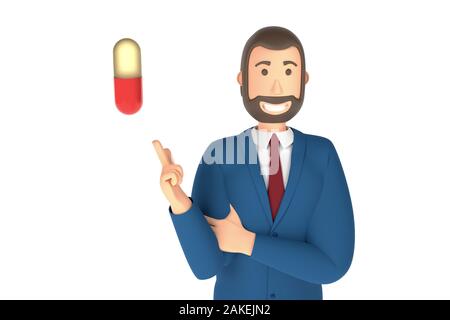 Cartoon character of pill is pointing Stock Photo - Alamy