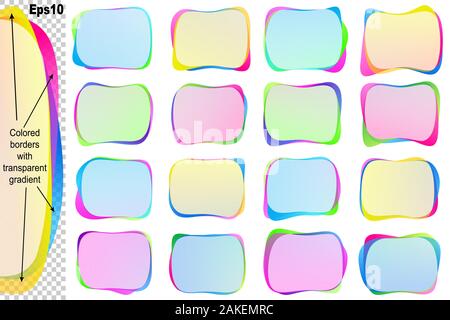 Banners from Speech bubbles with copy space; Text balloons with transparent overlapping colored borders; Vector set icon of rectangle frames Eps10 Stock Vector