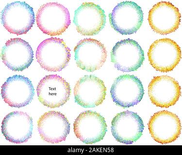 Text blobs from circles shapes; Multicolored swirled circular banners from dots; Vector icons set Eps8 Stock Vector