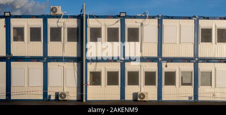 Modular homes for workers building the petrochemical factory producing polypropylene Police in Poland Stock Photo