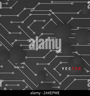 abstract vector technology background. circle with a background connection line. Future design of 3D circuit board technology Stock Vector