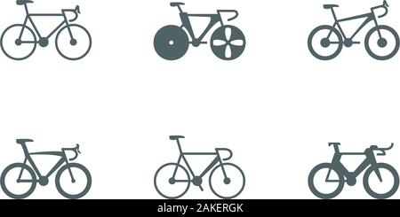 silhouettes bikes icon set design, Vehicle bicycle cycle healthy lifestyle sport and leisure theme Vector illustration Stock Vector