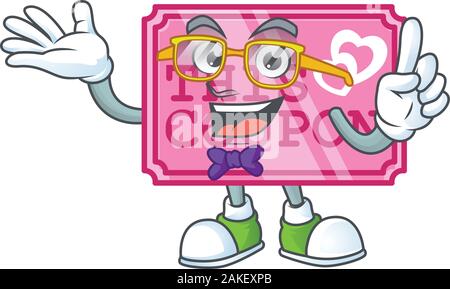 cartoon character of Geek pink love coupon design Stock Vector
