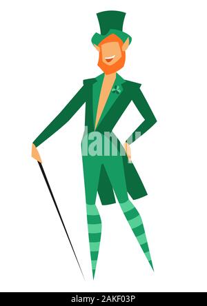 Illustration of Irish fantastic character leprechaun. Saint Patricks Day celebration. Stock Vector