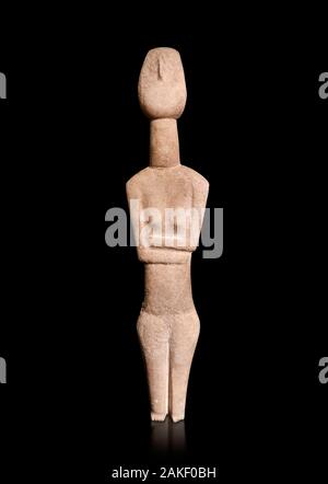 Cycladic Canonical type, Spedos variety female figurine statuette. Early Cycladic Period II from Syros phase , (2800-2300 BC). Attributed to the 'Cope Stock Photo