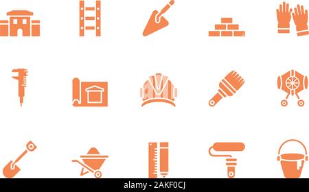 Tools icon set design, Under construction architecture work repair progress warning industry and build theme Vector illustration Stock Vector