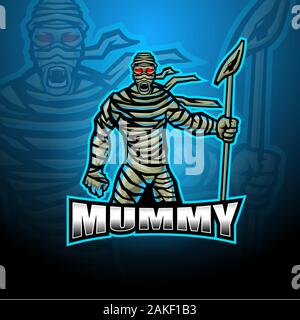 Mummy esport mascot logo design Stock Vector