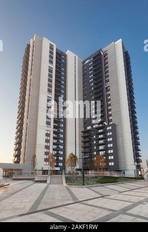 Belgrade, Serbia October 15, 2019: Belgrade Waterfront Vista Residence. Modern building facade in Belgrade. New settlement in Belgrade on Savamala. Stock Photo