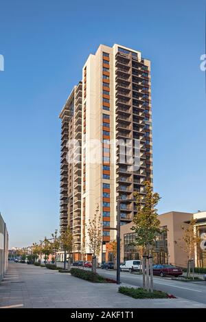 Belgrade, Serbia October 15, 2019: Belgrade Waterfront Vista Residence. Modern building facade in Belgrade. New settlement in Belgrade on Savamala. Stock Photo