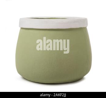 Green and white vase isolated on white Stock Photo