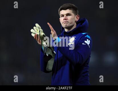 Leeds United goalkeeper Illan Meslier applauds the fans after the final whistle Stock Photo
