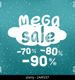mega sale discount falls from cloud Stock Vector