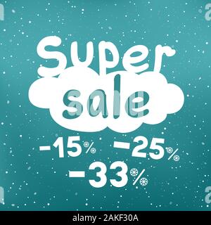 super sale discount falls from cloud Stock Vector