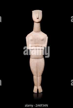 Cycladic Canonical type, Spedos variety female figurine statuette from Naxos or Keros. Early Cycladic Period II, (2800-2300 BC), 'Goulandris Master'. Stock Photo