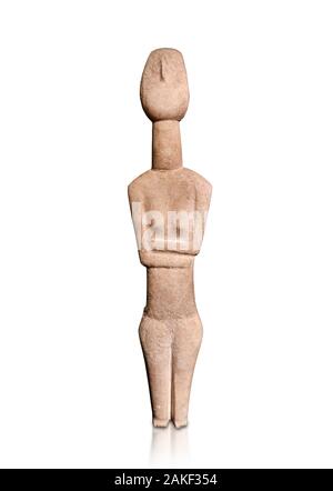Cycladic Canonical type, Spedos variety female figurine statuette. Early Cycladic Period II from Syros phase , (2800-2300 BC). Attributed to the 'Cope Stock Photo