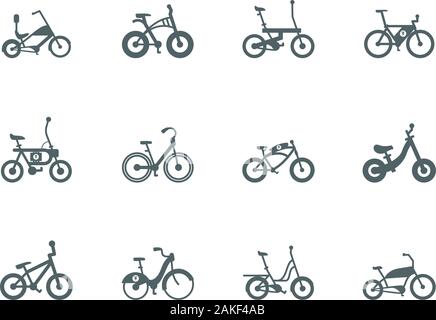 silhouettes bikes icon set design, Vehicle bicycle cycle healthy lifestyle sport and leisure theme Vector illustration Stock Vector